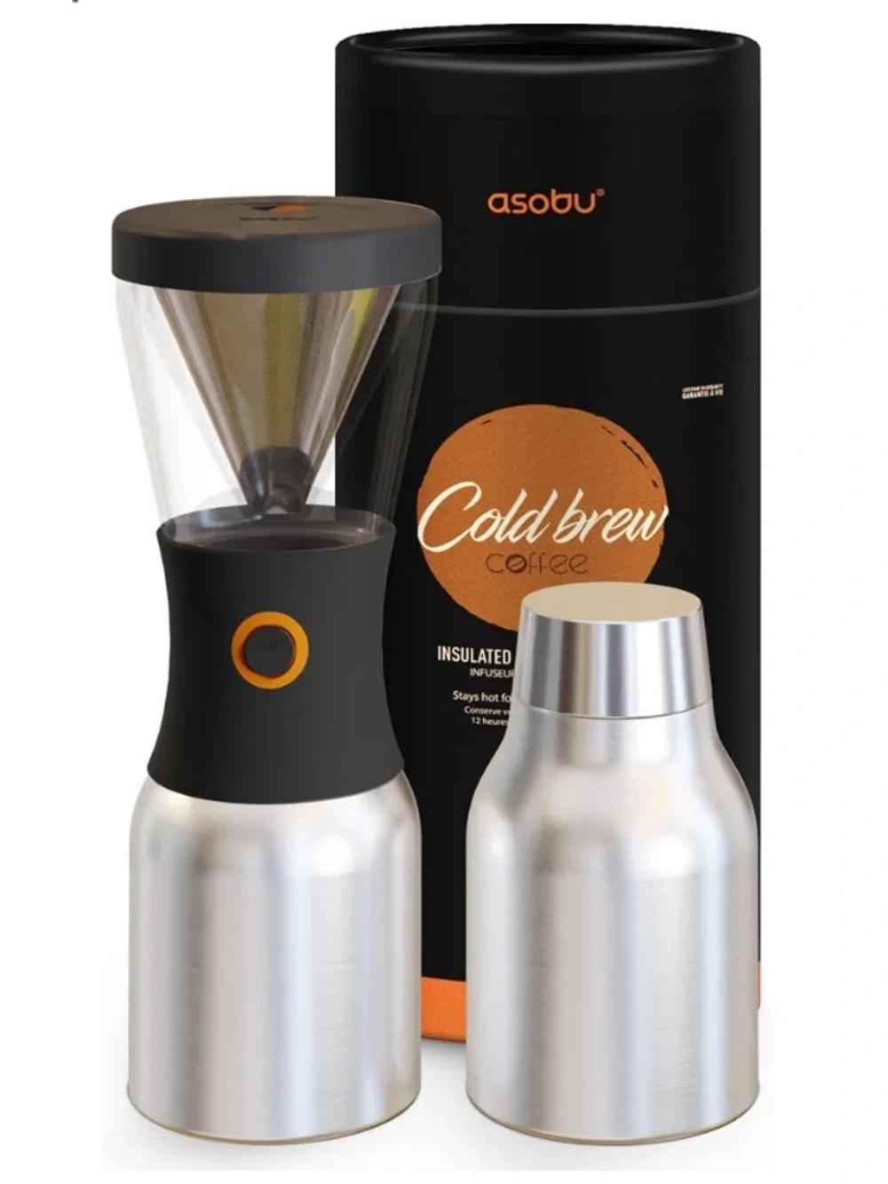 Stainless Steel Cold Brew Coffee Maker – Black & Silver